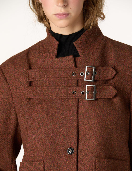 BROWN DOUBLE BUCKLE JACKET