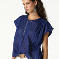 OVERSIZE LUREX STRIPE SHIRT BIG BLUE