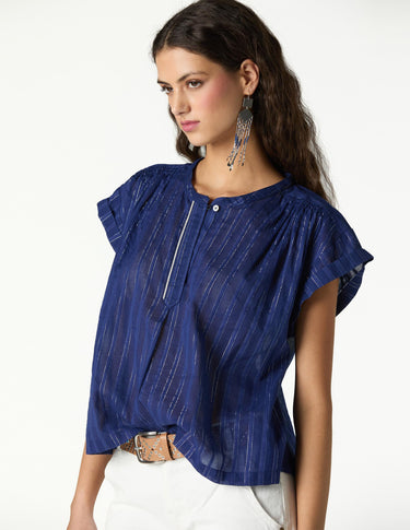 OVERSIZE LUREX STRIPE SHIRT BIG BLUE