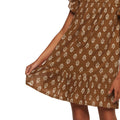 Brown ruffle sleeve dress