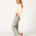METALLIC EMBROIDERED LIGHT GREY PANTS