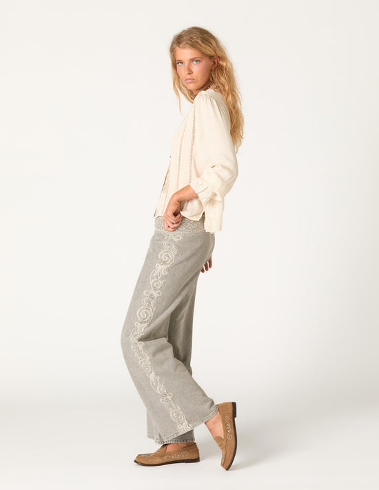 PANTALON BORDADO METALIZADO LIGHT GREY
