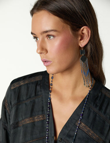 Anthracite Herringbone Ladder Stitch Shirt