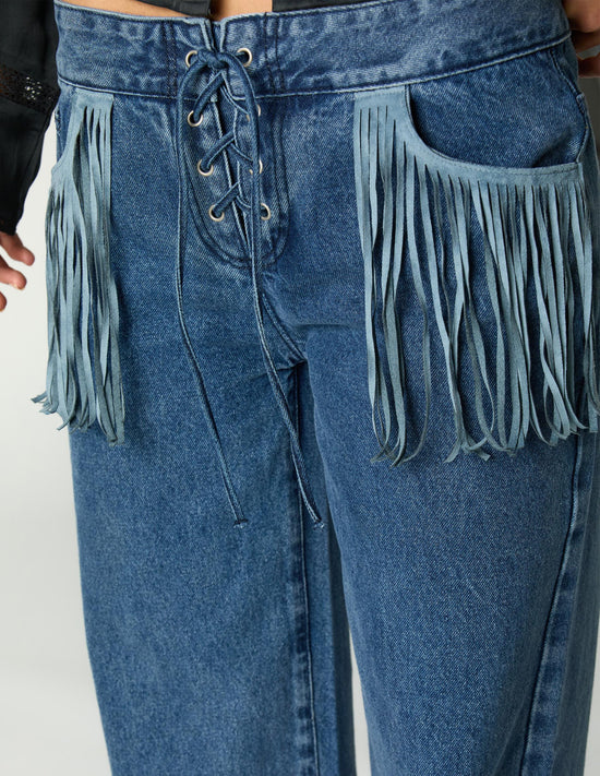 PANTALON FLECOS DENIM AZUL