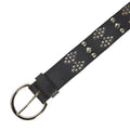 MIXED LEATHER STUDDED BELT BLACK