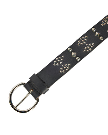 MIXED LEATHER STUDDED BELT BLACK