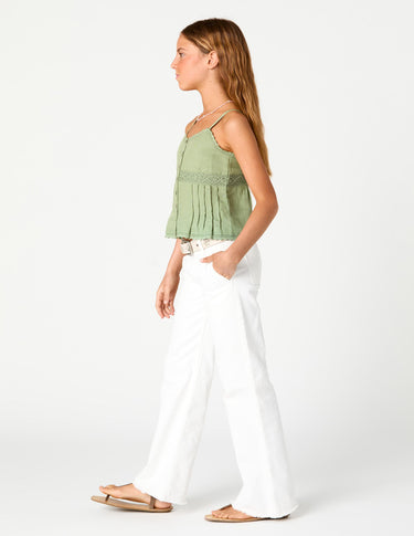 White denim wide-leg trousers