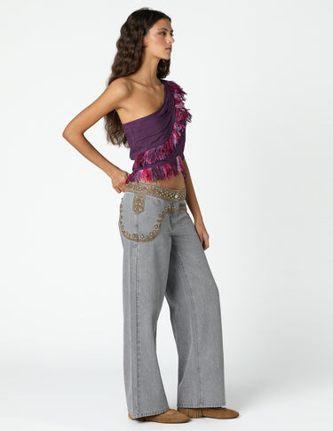 BITTERSWEET ASYMMETRIC FRINGED TOP