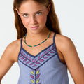EMBROIDERED LEAVES DRESS