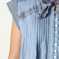 GATHERED BUTTON-DOWN SHIRT ANILINE BLUE