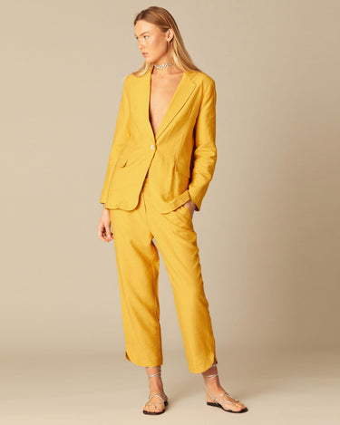 YELLOW SIDE SLIT TROUSERS