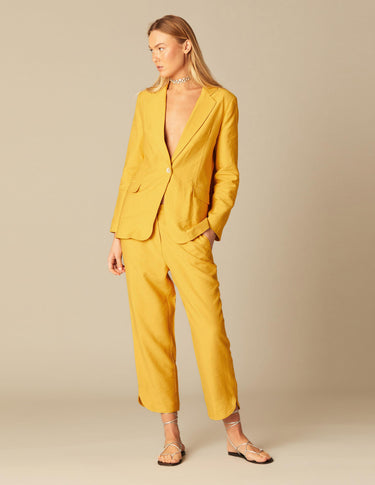 YELLOW SIDE SLIT TROUSERS