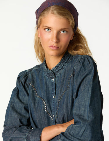CAMISA DENIM TACHAS DARK BLUE