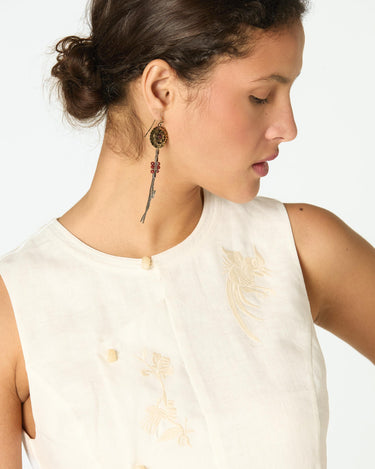 EMBROIDERED LINEN SHIRT ECRU