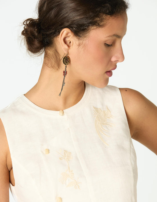 EMBROIDERED LINEN SHIRT ECRU