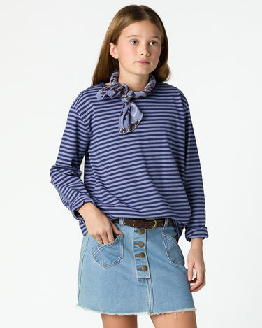 BLUE WRAP SKIRT WITH POCKETS