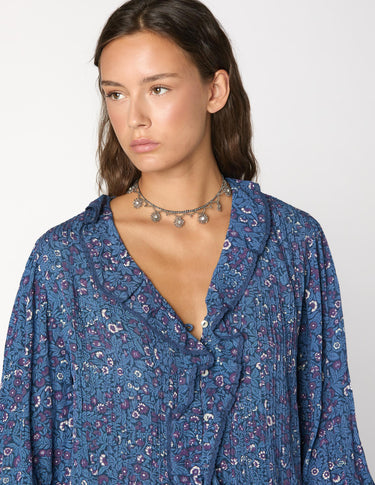 CAMISA VOLANTE JARETAS NIGHT GARDEN BLUE