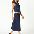 BLUE STRIPED DENIM SKIRT