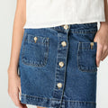 BLUE DENIM BUTTON SKIRT
