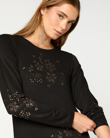 VESTIDO FLOR STRASS BLACK