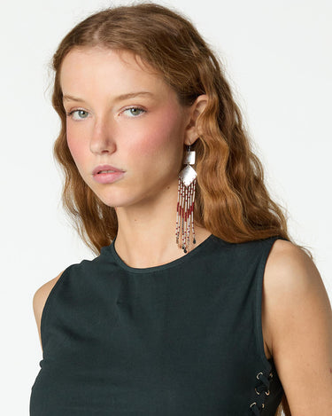 PENDIENTES CUADRADO ROJO - ACERO INOXIDABLE