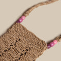 RAFFIA BEADS CROSSBODY BAG PINK