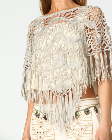 CROCHET PONCHO IRON GREY