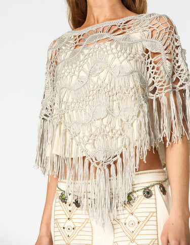 CROCHET PONCHO IRON GREY