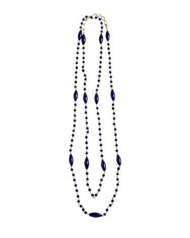 LONG BLUE GLASS NECKLACE