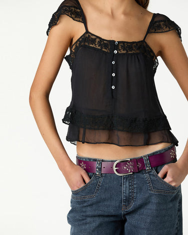 ANTHRACITE LACE CREPE TOP
