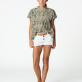WHITE BUTTON SHORTS