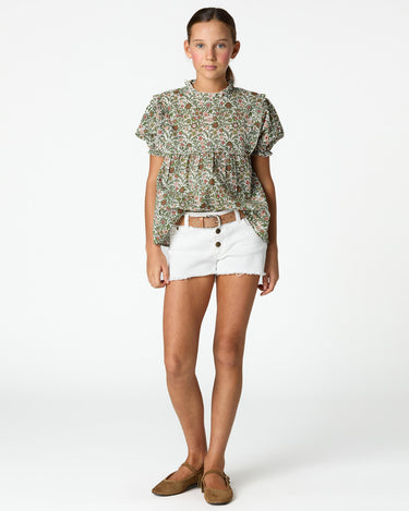 WHITE BUTTON SHORTS