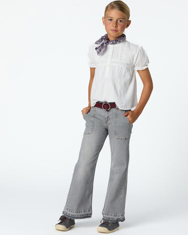 WHITE LACE AND DRAWSTRING SHIRT