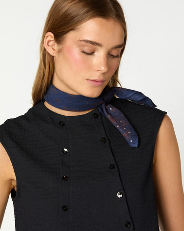 DOUBLE-BREASTED BLUE SHIRT