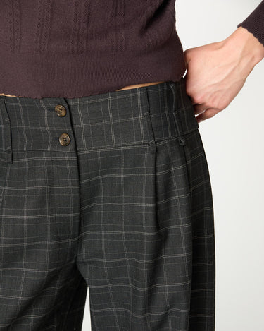 PANTALON PLIEGUE CUADRO ANTRACITA