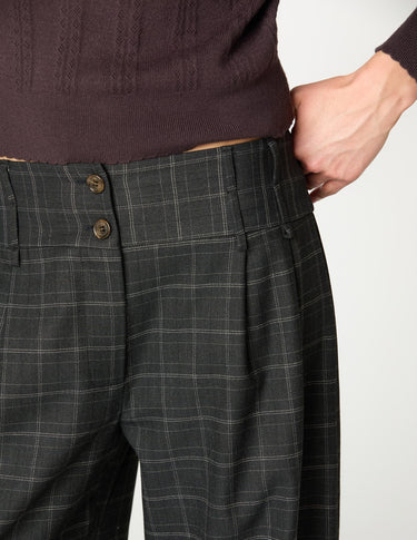 PANTALON PLIEGUE CUADRO ANTRACITA