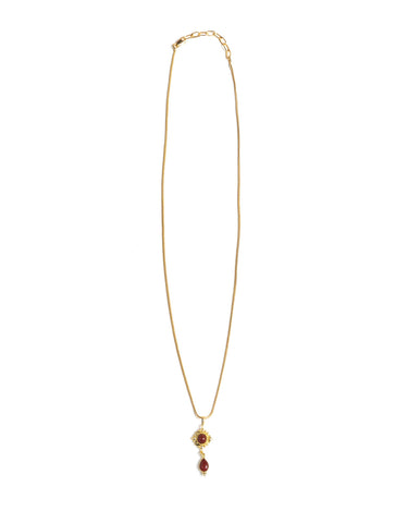 SQUARE GOLD/GARNET NECKLACE