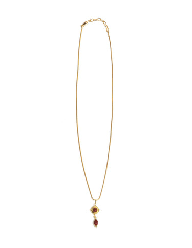 SQUARE GOLD/GARNET NECKLACE