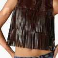 BROWN FRINGED TOP