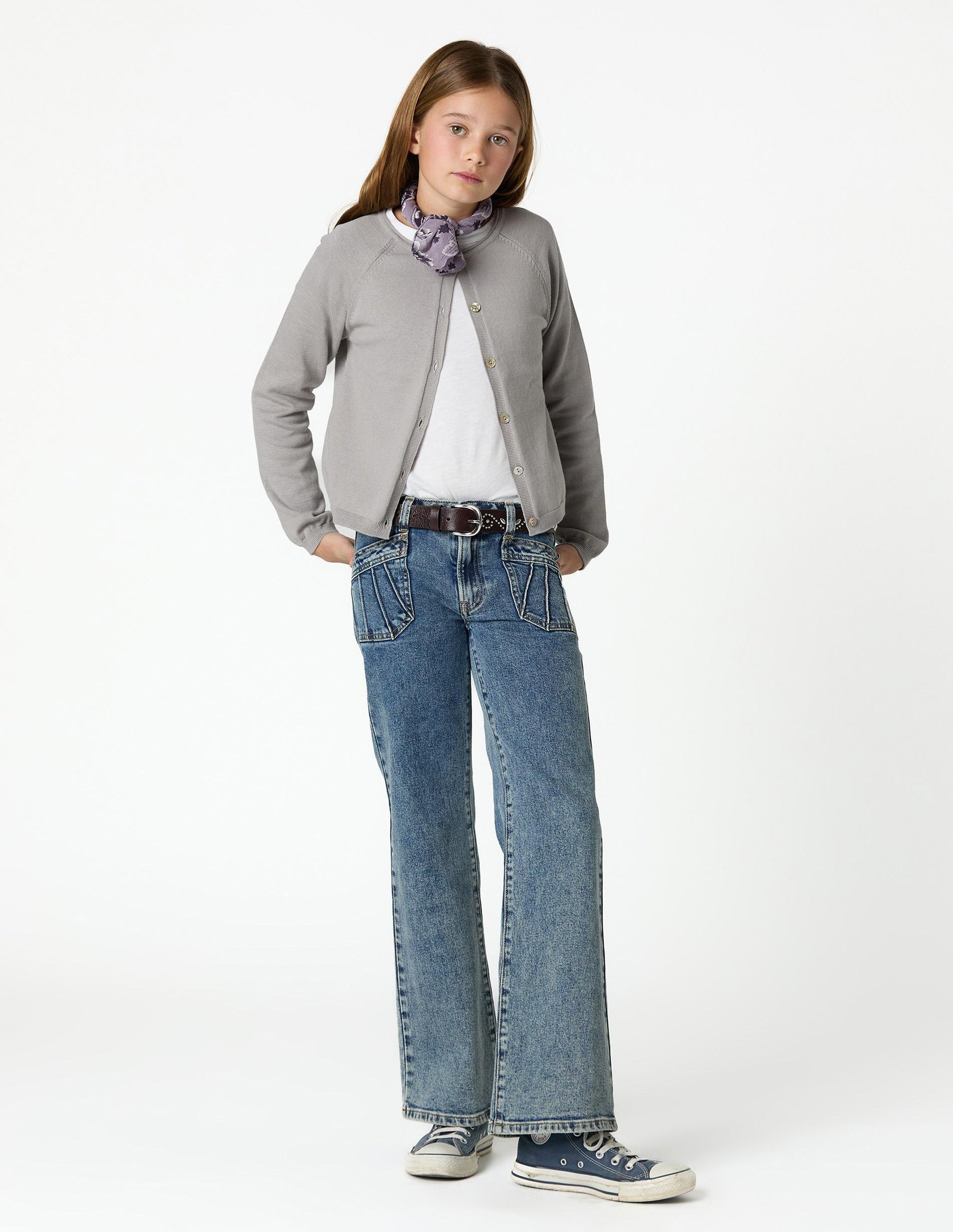KNIT CARDIGAN WITH BUTTONS IRON GREY