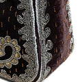 BROWN VELVET BEADED BAG