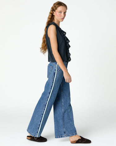 SLEEVELESS RUFFLED TOP ANTHRACITE