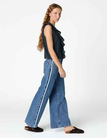 SLEEVELESS RUFFLED TOP ANTHRACITE