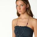 ANTHRACITE GATHERED NECKLINE T-SHIRT