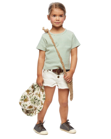 Short-sleeve green striped t-shirt