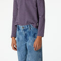BLUE FRAYED DENIM TROUSERS