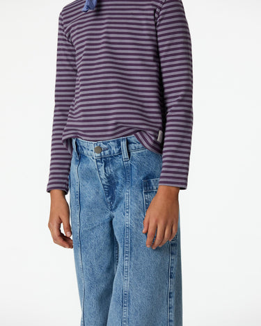 BLUE FRAYED DENIM TROUSERS