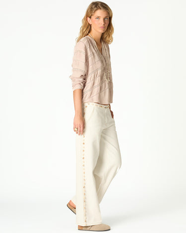HERRINGBONE INSERT SHIRT ECRU