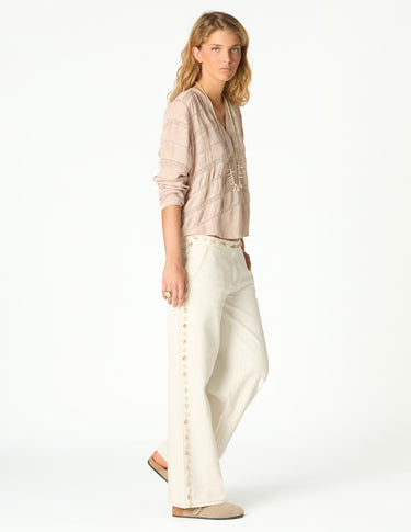 HERRINGBONE INSERT SHIRT ECRU