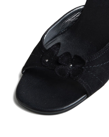 BLACK SUEDE HEEL FLOR